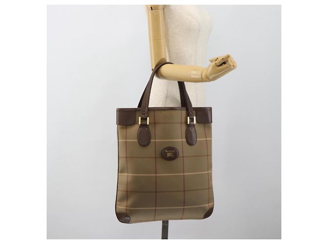 Borsa Tote Burberry Nova Check in tela beige e oro Auth 184530 D'oro - vista 19
