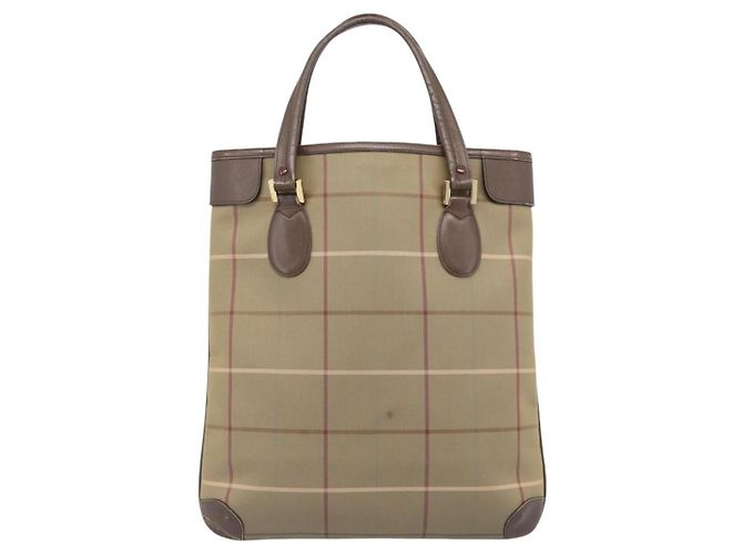 Borsa Tote Burberry Nova Check in tela beige e oro Auth 184530 D'oro - vista 2