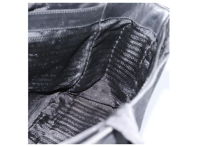 Borsa PRADA in tela nero argento Auth bs35438 - vista 17