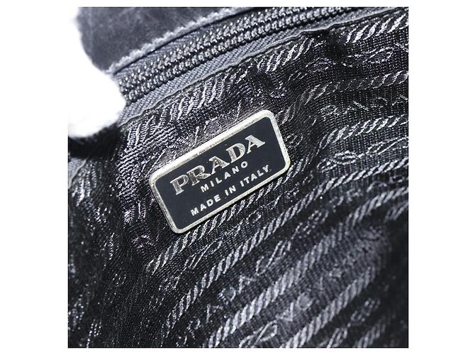 Borsa PRADA in tela nero argento Auth bs35438 - vista 20