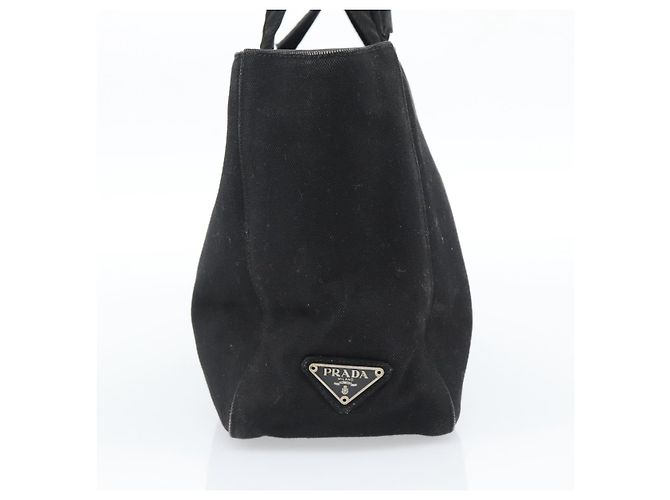 Borsa PRADA in tela nero argento Auth bs35438 - vista 3