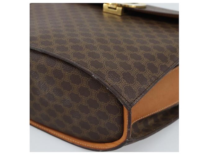 Céline Borsa a tracolla circolare CELINE Macadam Canvas PVC Pelle Marrone Oro Auth 183857A D'oro - vista 14