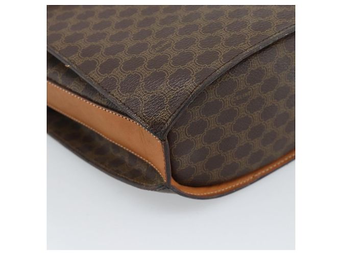 Céline Borsa a tracolla circolare CELINE Macadam Canvas PVC Pelle Marrone Oro Auth 183857A D'oro - vista 15