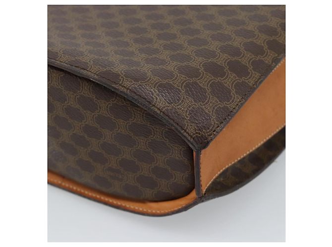 Céline Borsa a tracolla circolare CELINE Macadam Canvas PVC Pelle Marrone Oro Auth 183857A D'oro - vista 16