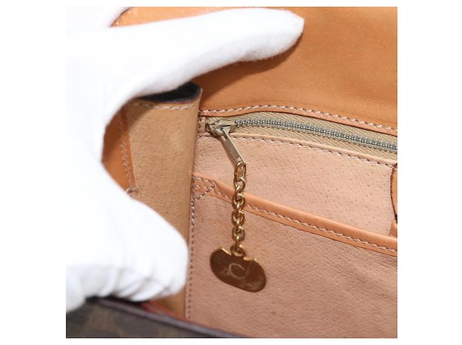 Céline Borsa a tracolla circolare CELINE Macadam Canvas PVC Pelle Marrone Oro Auth 183857A D'oro - vista 21