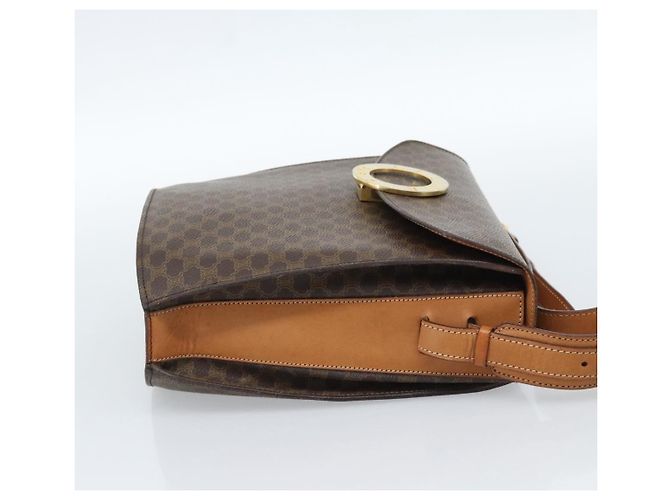 Céline Borsa a tracolla circolare CELINE Macadam Canvas PVC Pelle Marrone Oro Auth 183857A D'oro - vista 4