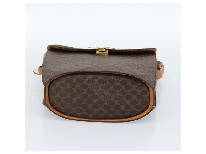 Céline Borsa a tracolla circolare CELINE Macadam Canvas PVC Pelle Marrone Oro Auth 183857A D'oro - vista 5