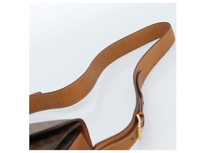 Céline Borsa a tracolla circolare CELINE Macadam Canvas PVC Pelle Marrone Oro Auth 183857A D'oro - vista 8