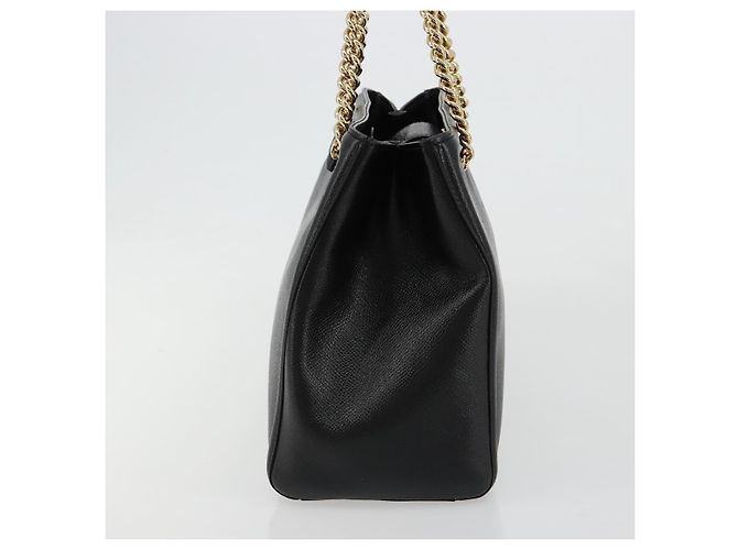 Bolso de hombro Salvatore Ferragamo Vala Chain de cuero negro y dorado Auth ka4612V - vista 3
