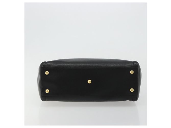 Bolso de hombro Salvatore Ferragamo Vala Chain de cuero negro y dorado Auth ka4612V - vista 5