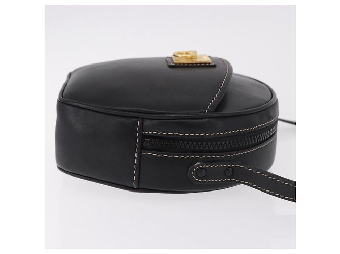 Céline CELINE Schultertasche aus Leder Schwarz Gold Auth 184462A Golden - Ansicht 3