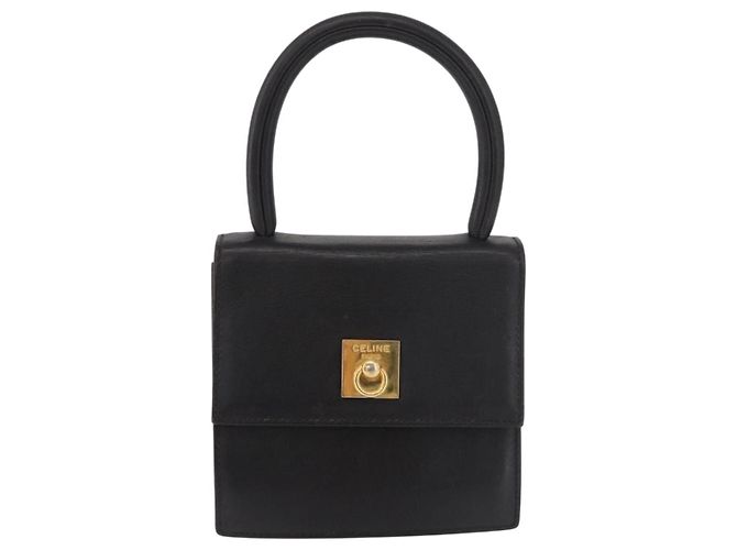 Céline Borsa CELINE in pelle nera e oro Auth 183388A Nero D'oro - vista 13