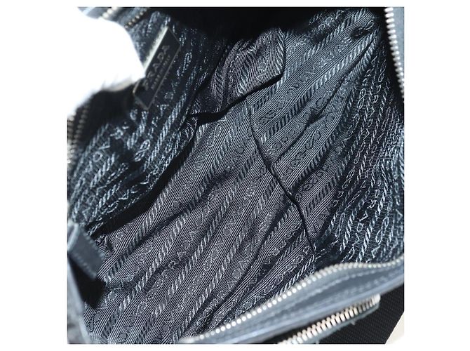 Borsa a tracolla PRADA Nylon Nero Argento Auth yk20454SAV - vista 10