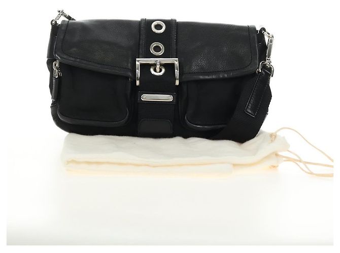 Borsa a tracolla PRADA Nylon Nero Argento Auth yk20454SAV - vista 12