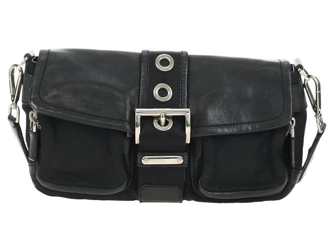 Borsa a tracolla PRADA Nylon Nero Argento Auth yk20454SAV - vista 13