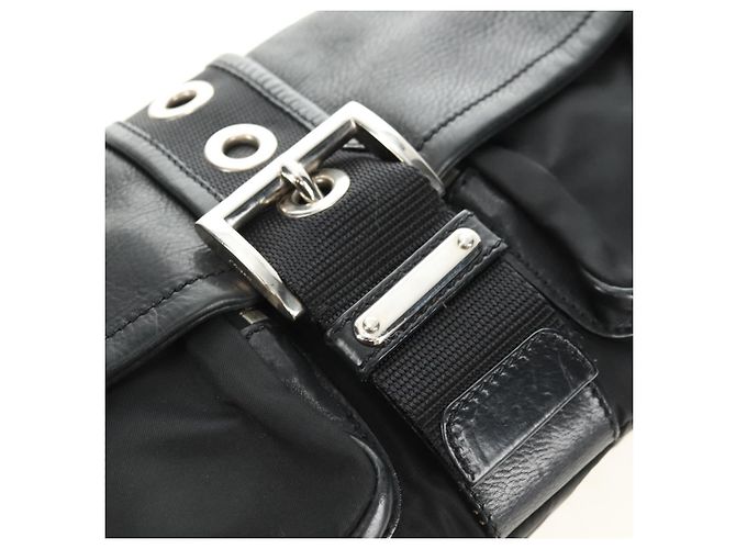 Borsa a tracolla PRADA Nylon Nero Argento Auth yk20454SAV - vista 19