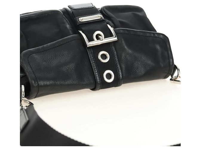 Borsa a tracolla PRADA Nylon Nero Argento Auth yk20454SAV - vista 6