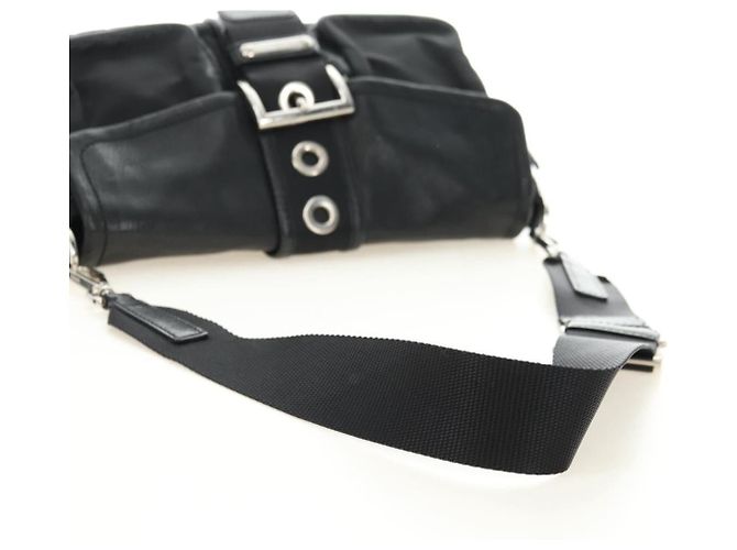 Borsa a tracolla PRADA Nylon Nero Argento Auth yk20454SAV - vista 7