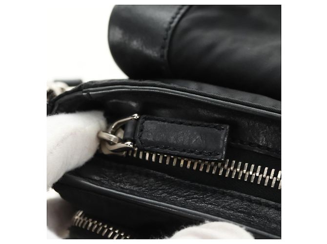 Borsa a tracolla PRADA Nylon Nero Argento Auth yk20454SAV - vista 9