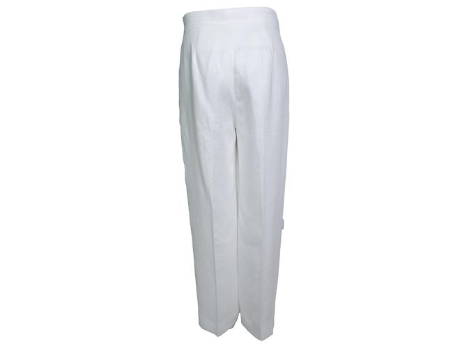 Max Mara, pantalón palazzo de lino blanco - vista 3