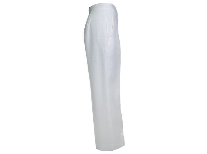 Max Mara, pantalón palazzo de lino blanco - vista 4