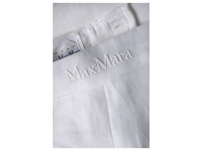 Max Mara, pantalón palazzo de lino blanco - vista 6