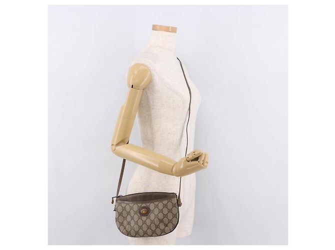 Borsa a tracolla GUCCI GG Supreme PVC Beige Oro 904 02 020 Auth 184463 D'oro - vista 22