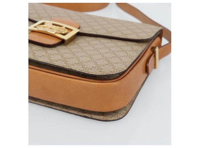 Céline Borsa a tracolla CELINE Macadam Canvas PVC Beige Oro Auth 184209 D'oro - vista 14