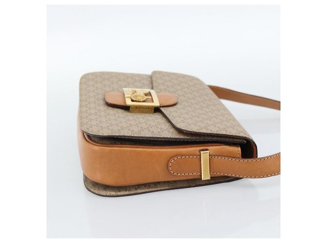 Céline Borsa a tracolla CELINE Macadam Canvas PVC Beige Oro Auth 184209 D'oro - vista 4