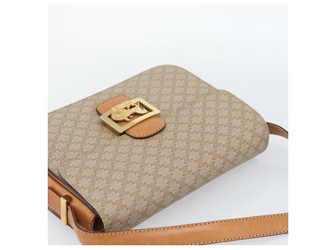 Céline Borsa a tracolla CELINE Macadam Canvas PVC Beige Oro Auth 184209 D'oro - vista 6