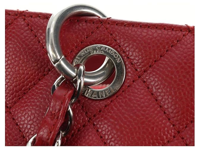 CHANEL GST Matelasse Chain Tote Bag Caviar Skin Red Silver CC Auth ep14654V Argento Rosso - vista 10