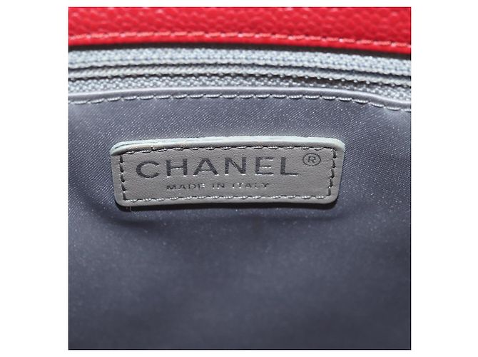 CHANEL GST Matelasse Chain Tote Bag Caviar Skin Red Silver CC Auth ep14654V Argento Rosso - vista 17