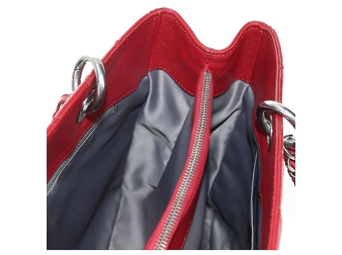 CHANEL GST Matelasse Chain Tote Bag Caviar Skin Red Silver CC Auth ep14654V Argento Rosso - vista 18
