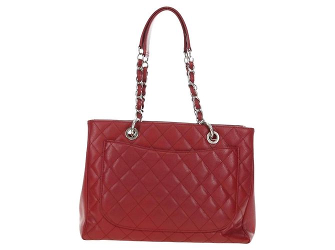 CHANEL GST Matelasse Chain Tote Bag Caviar Skin Red Silver CC Auth ep14654V Argento Rosso - vista 2