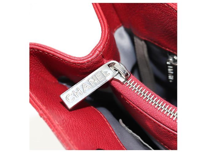 CHANEL GST Matelasse Chain Tote Bag Caviar Skin Red Silver CC Auth ep14654V Argento Rosso - vista 20