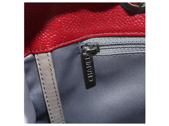 CHANEL GST Matelasse Chain Tote Bag Caviar Skin Red Silver CC Auth ep14654V Argento Rosso - vista 22