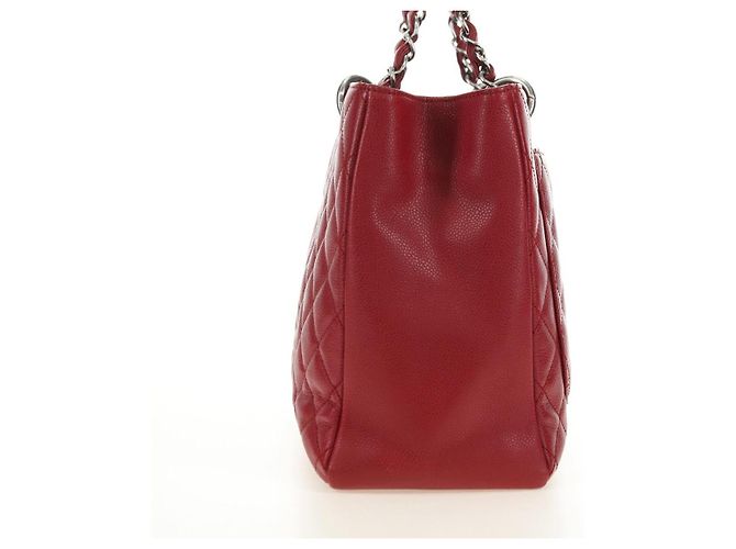 CHANEL GST Matelasse Chain Tote Bag Caviar Skin Red Silver CC Auth ep14654V Argento Rosso - vista 3
