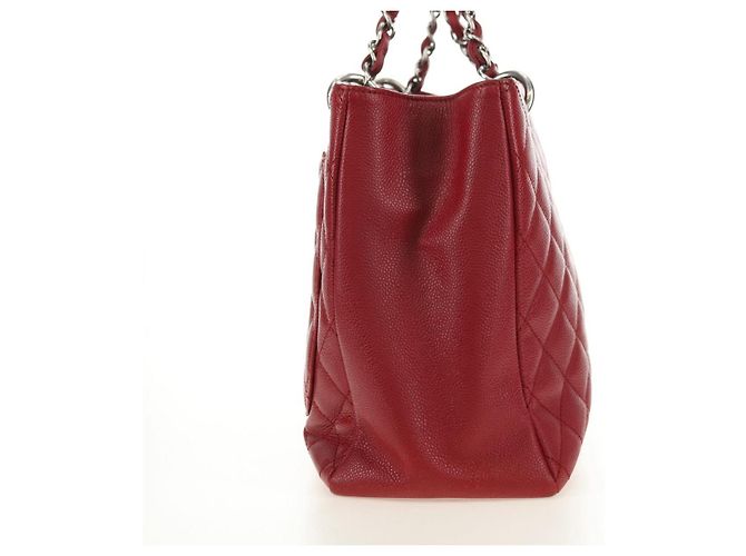 CHANEL GST Matelasse Chain Tote Bag Caviar Skin Red Silver CC Auth ep14654V Argento Rosso - vista 4