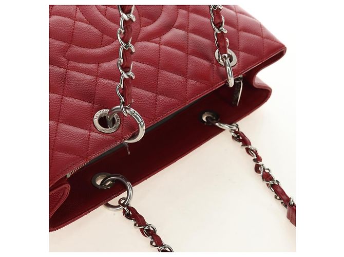CHANEL GST Matelasse Chain Tote Bag Caviar Skin Red Silver CC Auth ep14654V Argento Rosso - vista 6