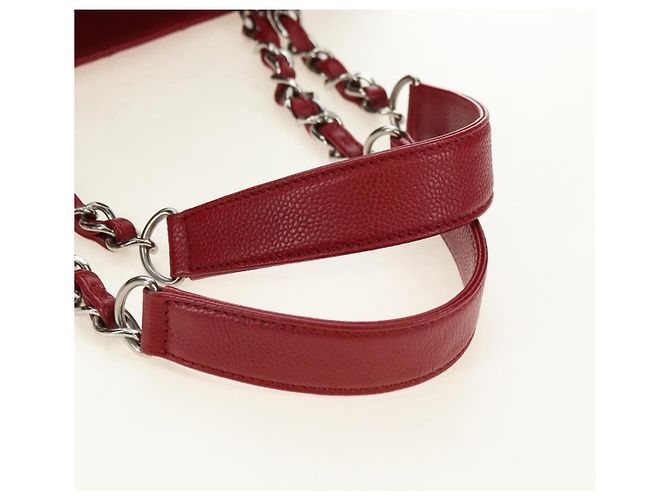 CHANEL GST Matelasse Chain Tote Bag Caviar Skin Red Silver CC Auth ep14654V Argento Rosso - vista 7