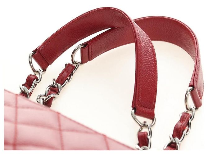 CHANEL GST Matelasse Chain Tote Bag Caviar Skin Red Silver CC Auth ep14654V Argento Rosso - vista 8