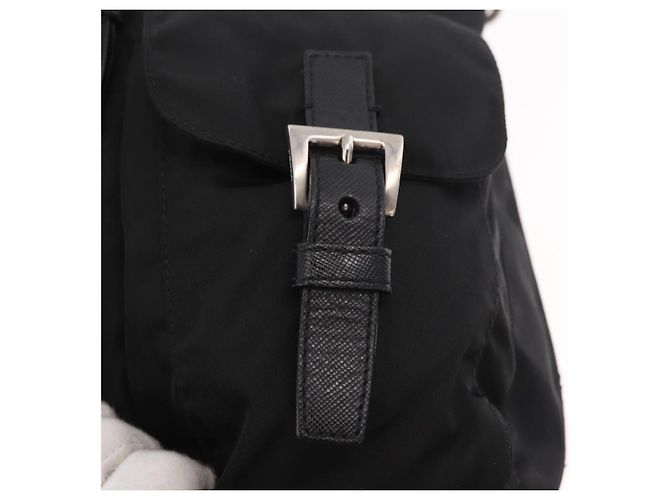 Borsa a tracolla PRADA Nylon Nero Argento Auth 184177A - vista 18