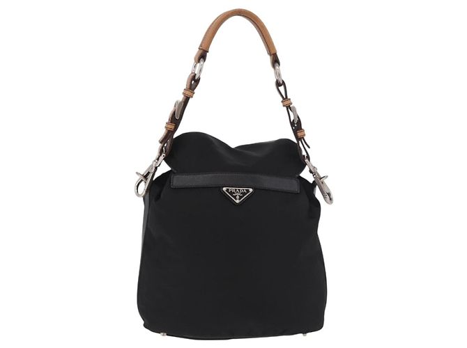 Borsa a tracolla PRADA Nylon Nero Argento Auth 184177A - vista 2