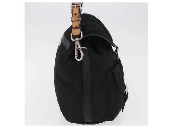 Borsa a tracolla PRADA Nylon Nero Argento Auth 184177A - vista 4