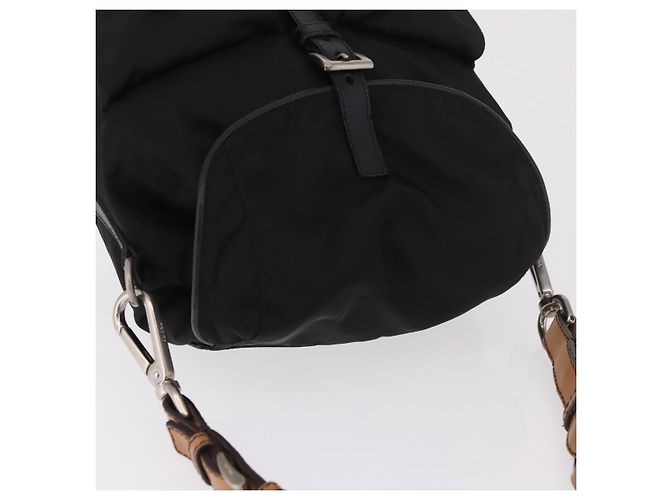 Borsa a tracolla PRADA Nylon Nero Argento Auth 184177A - vista 6
