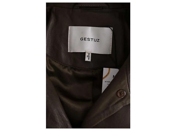 Gestuz Gabardina de cuero caqui - vista 5