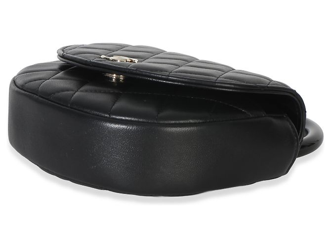 Timeless Chanel Black Quilted Lambskin CC Half Moon Top Handle Flap Nero - vista 6