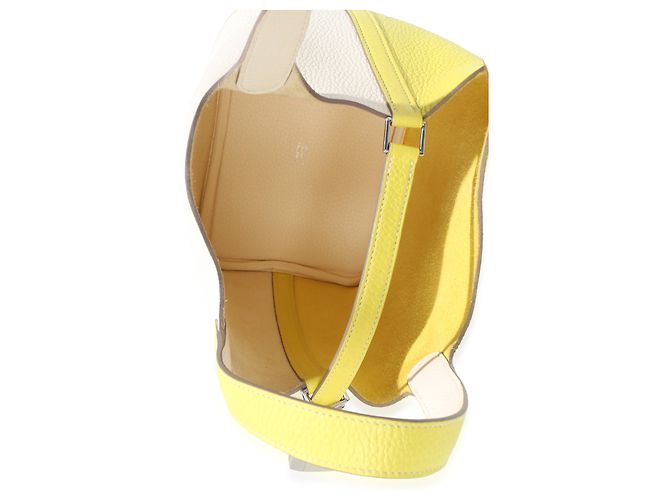 Hermès Clemence Bi-Color Lime Nata Picotin Lock 18 PHW Beige Giallo - vista 5