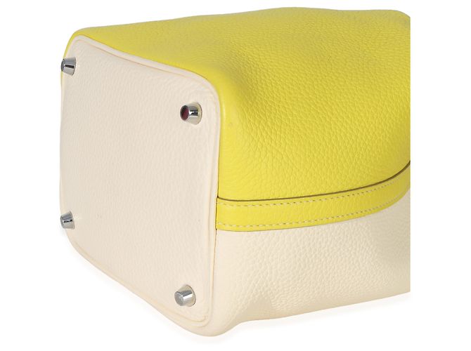 Hermès Clemence Bi-Color Lime Nata Picotin Lock 18 PHW Beige Giallo - vista 6