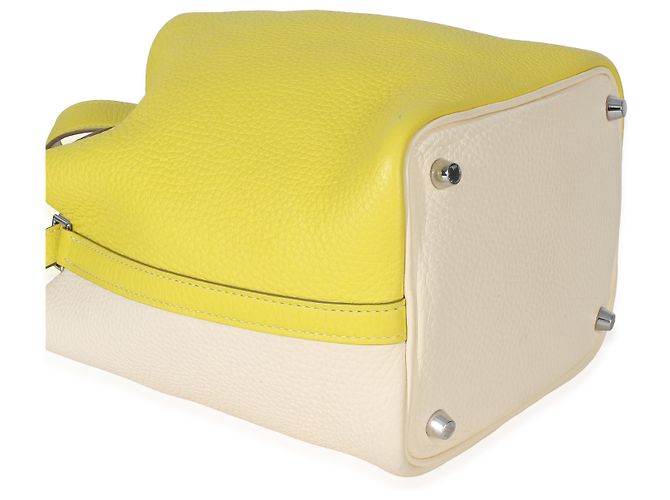 Hermès Clemence Bi-Color Lime Nata Picotin Lock 18 PHW Beige Giallo - vista 7